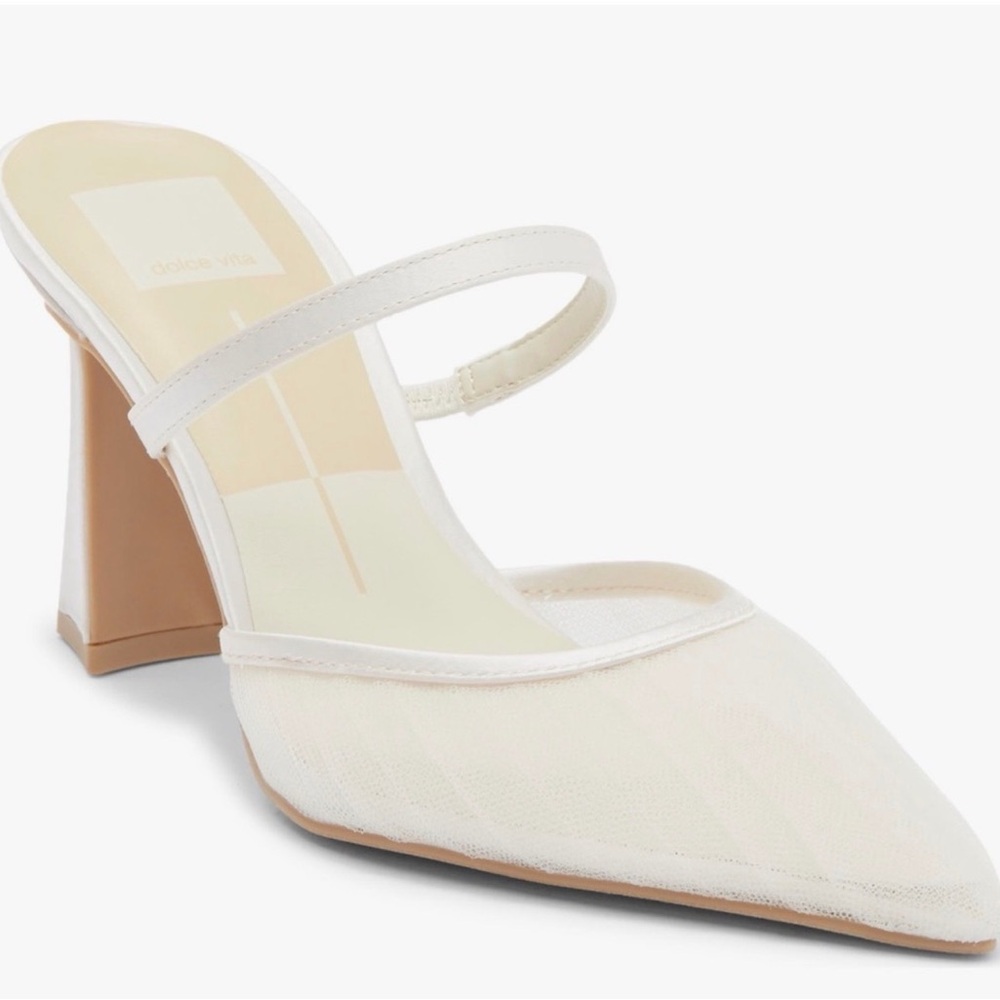 Pointed Mesh Noreen Mule in Ivory